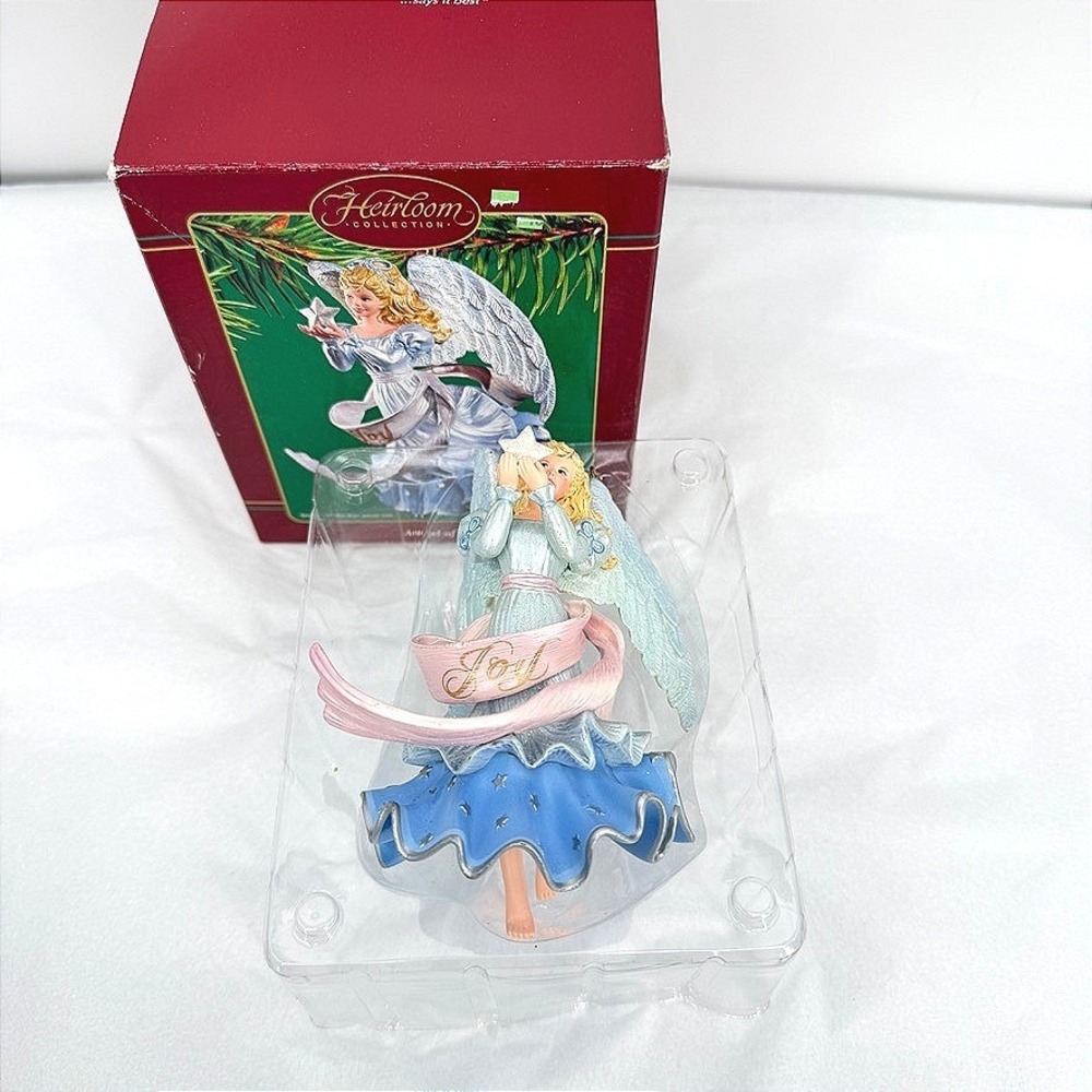 Carlton Cards Heirloom Collection Angel of Joy Ornament Blue Pink Glitter‎ Star